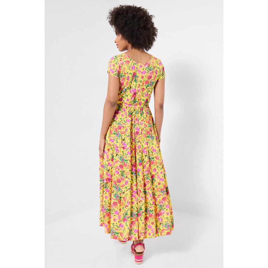 Joe Browns Abito Maxi con Effetto Crinkle, Stampa e Vita Elastica  