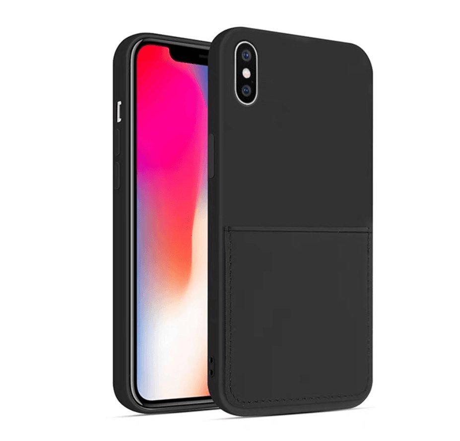 mobileup  Silikon Case mit Kartenfach iPhone X  XS - Black 