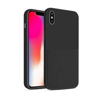 mobileup  Silikon Case mit Kartenfach iPhone X  XS - Black 