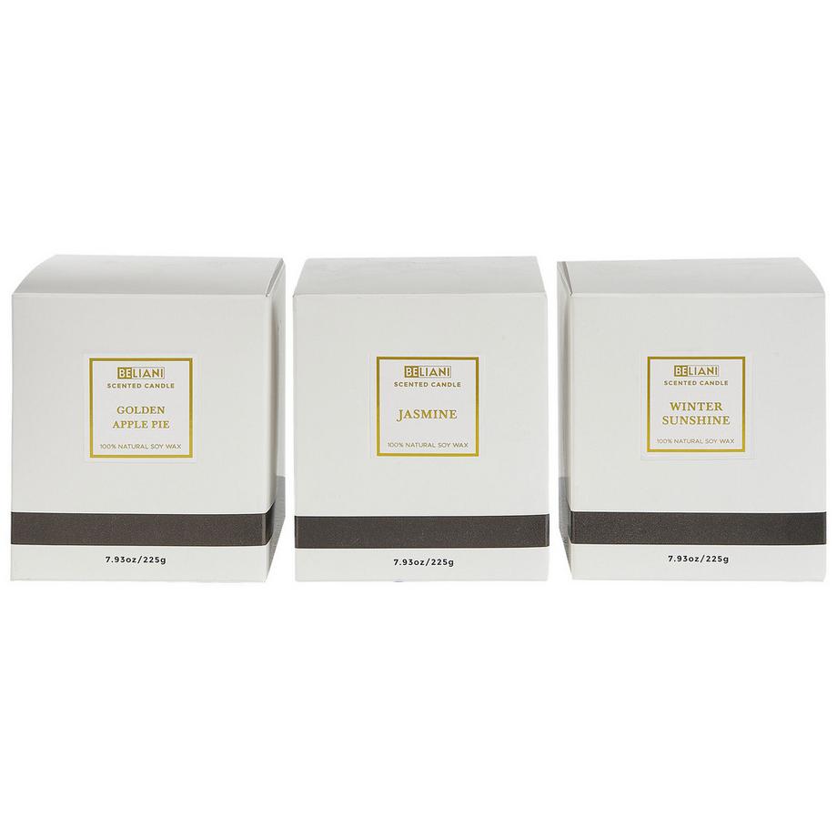 Beliani Set di 3 Candele Profumate en Cera di Soia METALLIC GLAMOUR  