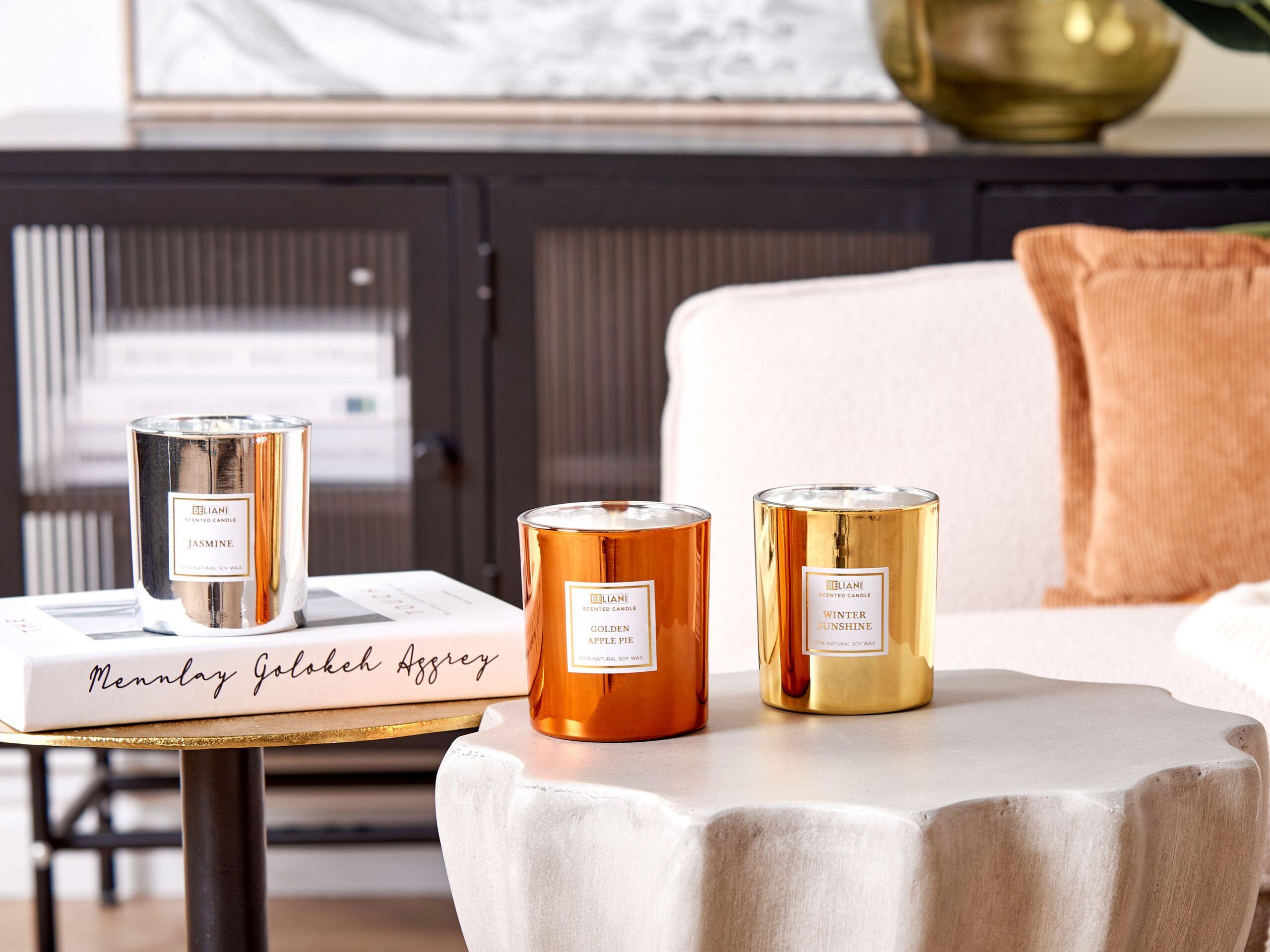 Beliani Set di 3 Candele Profumate en Cera di Soia METALLIC GLAMOUR  