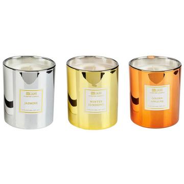 Lot de 3 bougies parfumées en Cire de soja METALLIC GLAMOUR