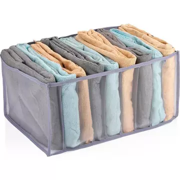 Boîte de rangement souple pour textiles - 9 compartiments - gris
