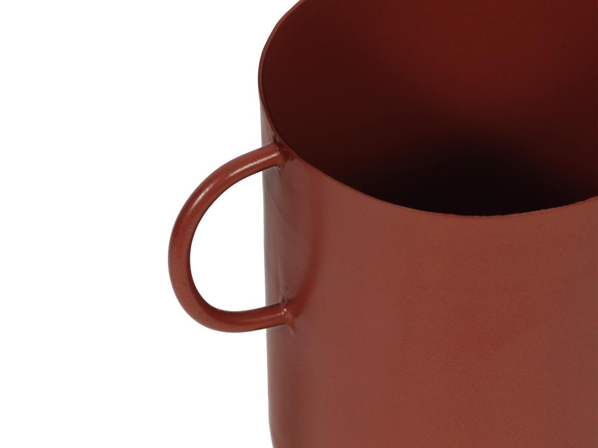 Vente-unique Petit vase en métal avec anses - H.17 cm - Terracotta - BILIAN  