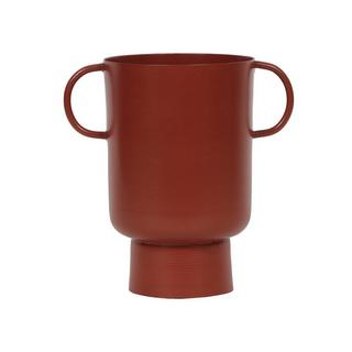 Vente-unique Petit vase en métal avec anses - H.17 cm - Terracotta - BILIAN  