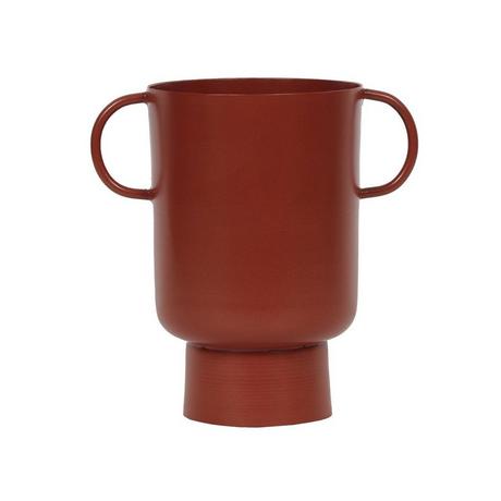 Vente-unique Petit vase en métal avec anses - H.17 cm - Terracotta - BILIAN  