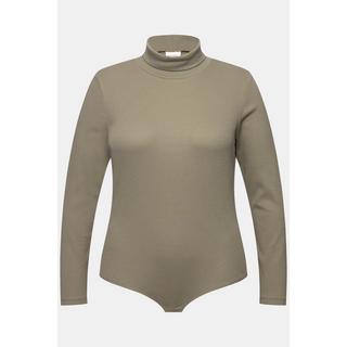 Ulla Popken  Body in jersey a costine con collo alto, maniche lunghe e cotone biologico 