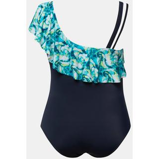 Ulla Popken  Maillot de bain, bonnets souples et volant. Décolleté asymétrique 