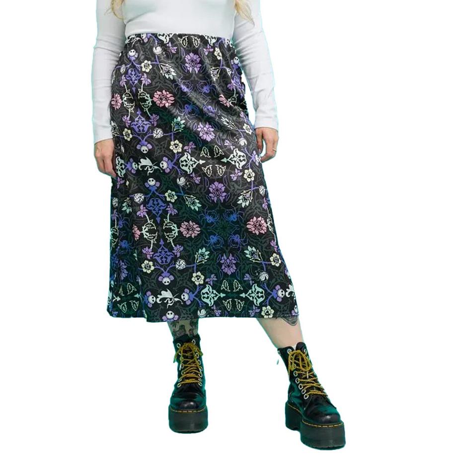 Nightmare Before Christmas Jupe Midi Satin Florale  