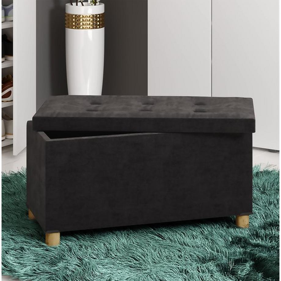 VCM  Tissu Coffre de siège Banc Coffre Caisse de rangement Ottomane Sizos L Tissu Coffre de siège Banc Coffre Caisse de rangement Ottomane Sizos L 