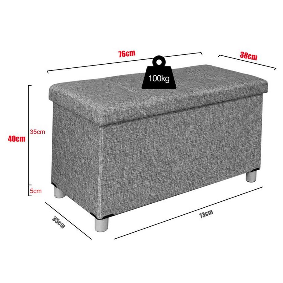 VCM  Tissu Coffre de siège Banc Coffre Caisse de rangement Ottomane Sizos L Tissu Coffre de siège Banc Coffre Caisse de rangement Ottomane Sizos L 