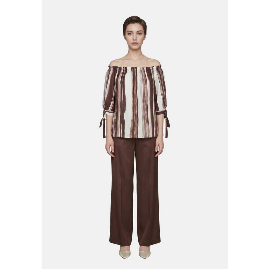 Roberta Rossi Blusa spalle scoperte con stampa a righe  