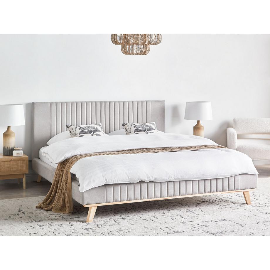Beliani Lit avec sommier en Tissu chenille Scandinave TALENCE  