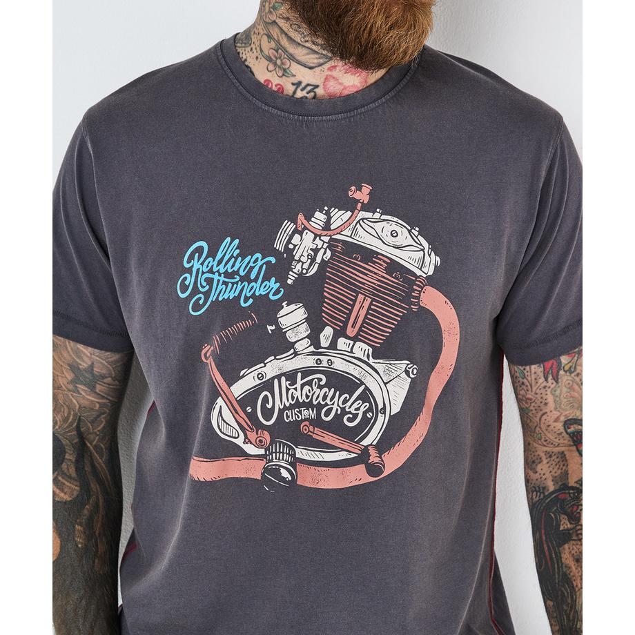 Joe Browns T-Shirt Moteur de Moto Délavé Huile  
