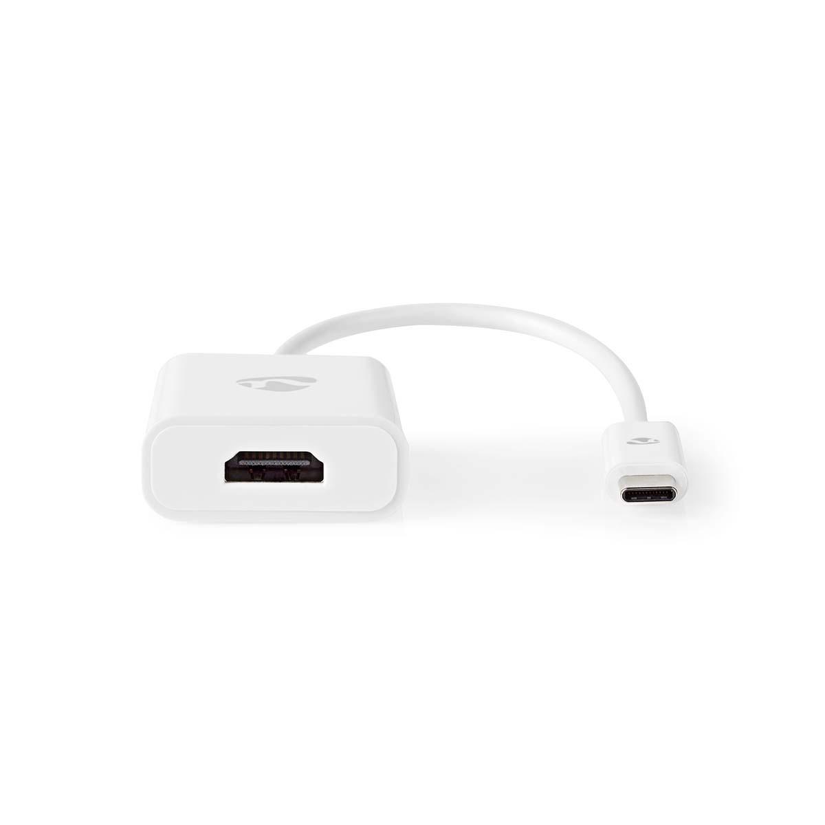 Nedis  Adaptateur USB-C™ | USB 3.2 Gen 1 | USB-C™ mâle | HDMI™ femelle | 4K@30Hz | 0,20 m | Rond | Nickelé | PVC | Blanc | Sachet en plastique 