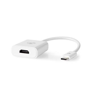 Nedis  Adaptateur USB-C™ | USB 3.2 Gen 1 | USB-C™ mâle | HDMI™ femelle | 4K@30Hz | 0,20 m | Rond | Nickelé | PVC | Blanc | Sachet en plastique 