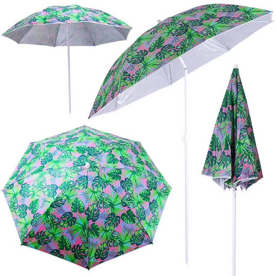 Pricenet Parasol de jardin de plage réglable 150cm feuilles cassées  