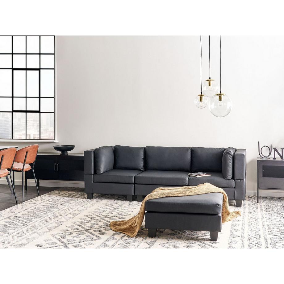 Beliani Canapé avec pouf en Cuir PU  UNSTAD  