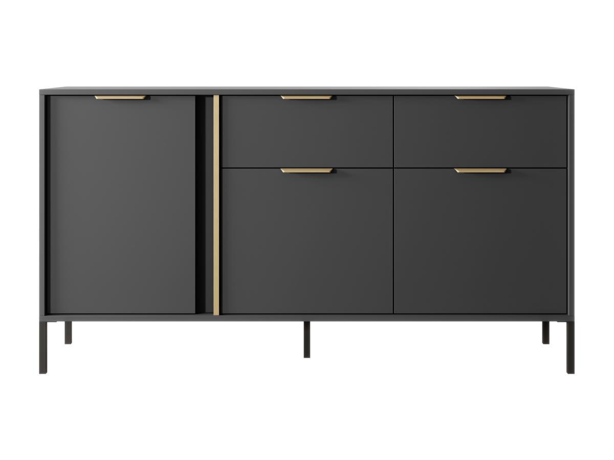 Vente-unique Sideboard mit 3 Türen & 2 Schubladen - Anthrazit & Goldfarben - PAVELI  