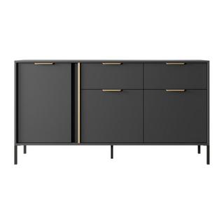 Vente-unique Sideboard mit 3 Türen & 2 Schubladen - Anthrazit & Goldfarben - PAVELI  