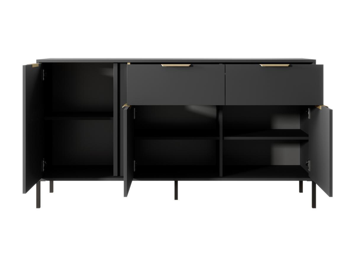 Vente-unique Sideboard mit 3 Türen & 2 Schubladen - Anthrazit & Goldfarben - PAVELI  