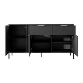 Vente-unique Sideboard mit 3 Türen & 2 Schubladen - Anthrazit & Goldfarben - PAVELI  