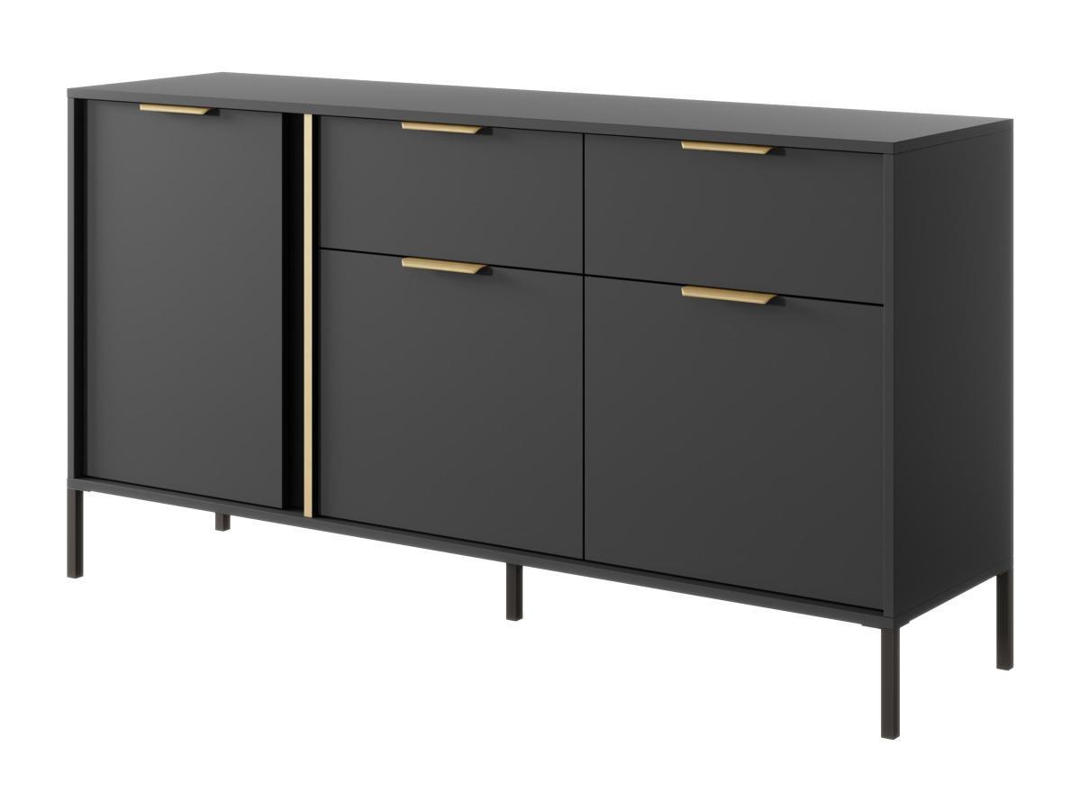 Vente-unique Sideboard mit 3 Türen & 2 Schubladen - Anthrazit & Goldfarben - PAVELI  