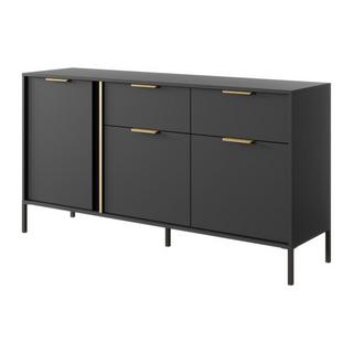 Vente-unique Sideboard mit 3 Türen & 2 Schubladen - Anthrazit & Goldfarben - PAVELI  