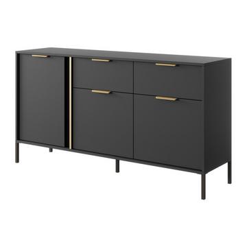 Sideboard mit 3 Türen & 2 Schubladen - Anthrazit & Goldfarben - PAVELI