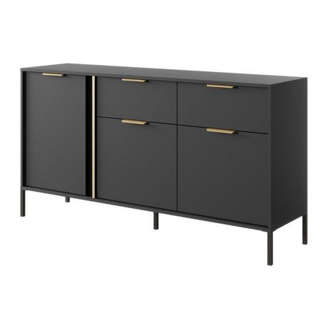 Vente-unique Sideboard mit 3 Türen & 2 Schubladen - Anthrazit & Goldfarben - PAVELI  