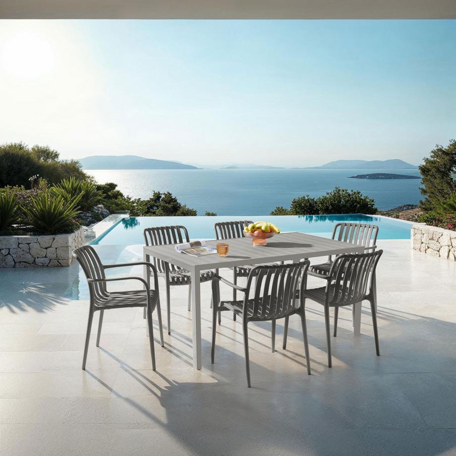 Tectake Gartenstühle Alcudia wetterfest und UV-beständig platzsparend stapelbar 2er Set  