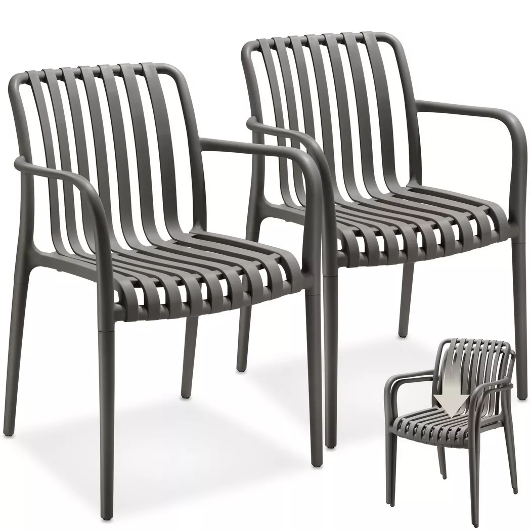 tectake® Gartenstühle, wetterfest und UV-beständig, rutschfeste Gummischoner, 54,5 x 58 x 80,5 cm, Belastbarkeit 120 kg