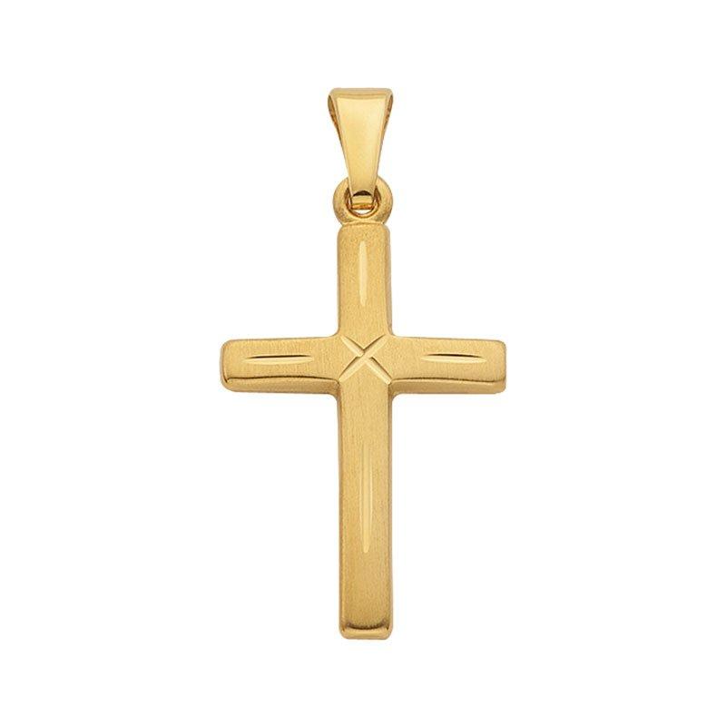 MUAU Schmuck  Pendentif croix or jaune 750, 23x12mm 