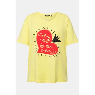 Ulla Popken  T-shirt classica con cuore, scollo a V e mezze maniche 