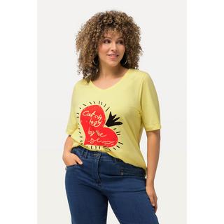 Ulla Popken  T-shirt classica con cuore, scollo a V e mezze maniche 