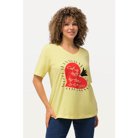 Ulla Popken  T-Shirt, Herz, V-Ausschnitt, Classic, Halbarm 