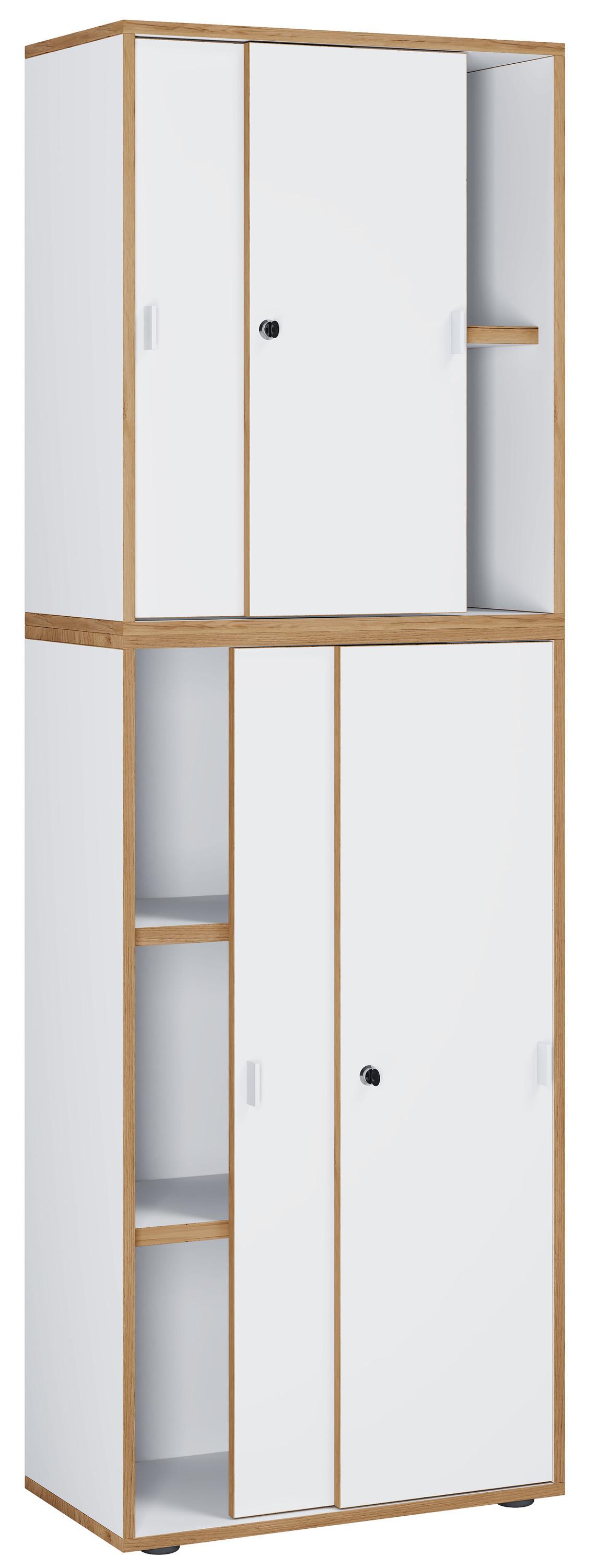 VCM Holz Büroschrank Ordner Aktenschrank Büromöbel Schrank Salia 5-fach Schiebetüren  