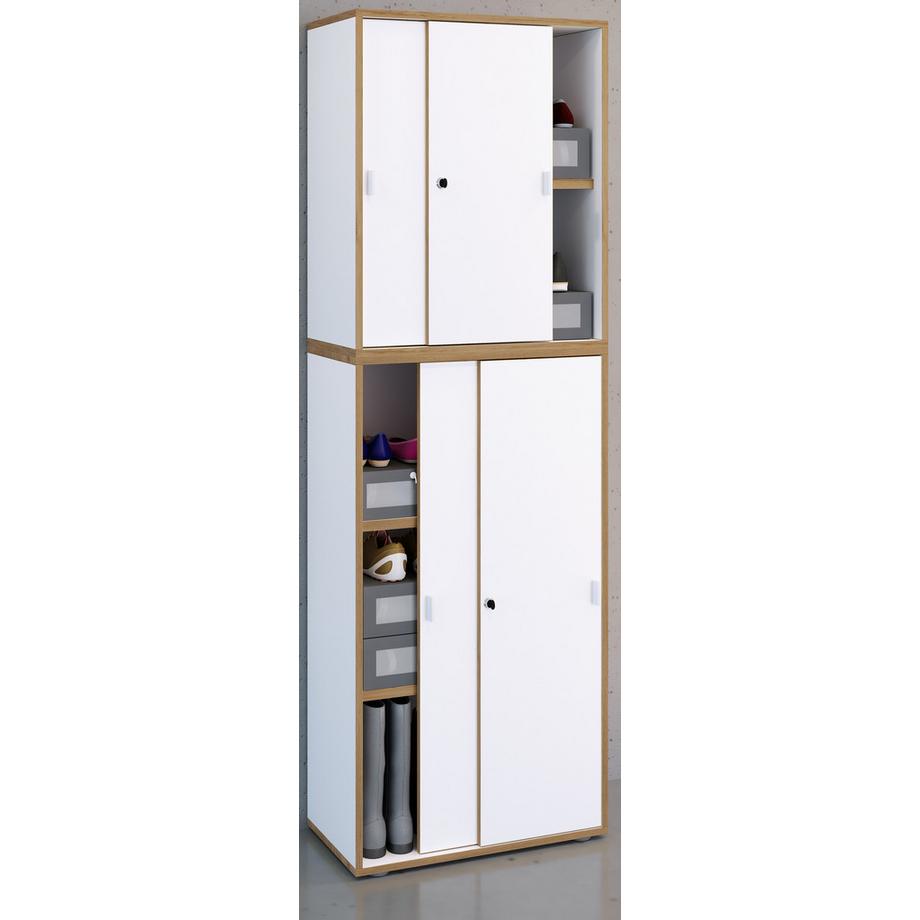 VCM Holz Büroschrank Ordner Aktenschrank Büromöbel Schrank Salia 5-fach Schiebetüren  