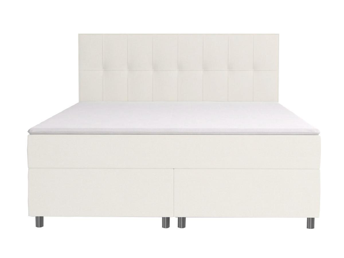 DREAMEA Boxspringbett mit Topper Stoff SIERO Elfenbeinfarben  