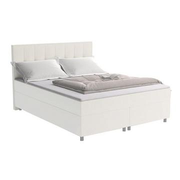 Ensemble boxspring complet tête de lit + sommiers + matelas + surmatelas SIERO de DREAMEA tissu ivoire