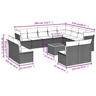 VidaXL Ensemble de canapés de jardin rotin synthétique  