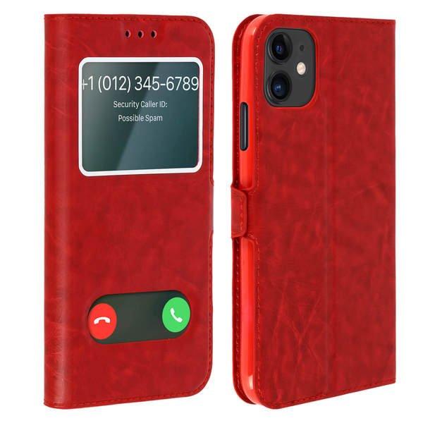 Avizar  Étui iPhone 11 double Fenêtres Rouge 