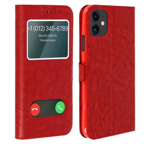 Avizar  Étui iPhone 11 double Fenêtres Rouge 