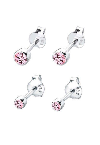 Elli  Boucles d'Oreilles Ensemble De 2 Avec Cristaux 