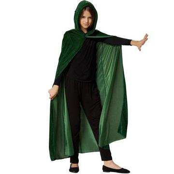 Costume cape à capuchon velours vert enfant unisexe