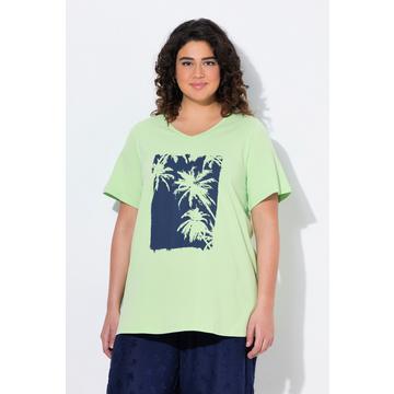 T-Shirt, Palme, A-Linie, V-Ausschnitt, Halbarm
