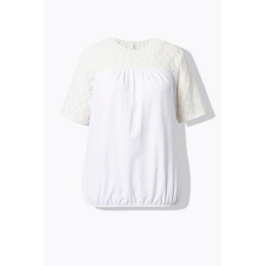 Ulla Popken T-shirt Pizzo Collo Alto Mezze Maniche  