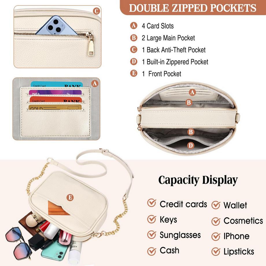 Only-bags.store Petit Sac Bandoulière Élégant avec 2 Larges Bretelles Amovibles  