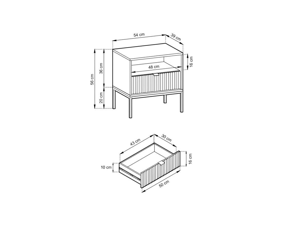 Vente-unique Comodino 1 cassetto e 1 nicchia Bianco - LIOUBA di Pascal Morabito  