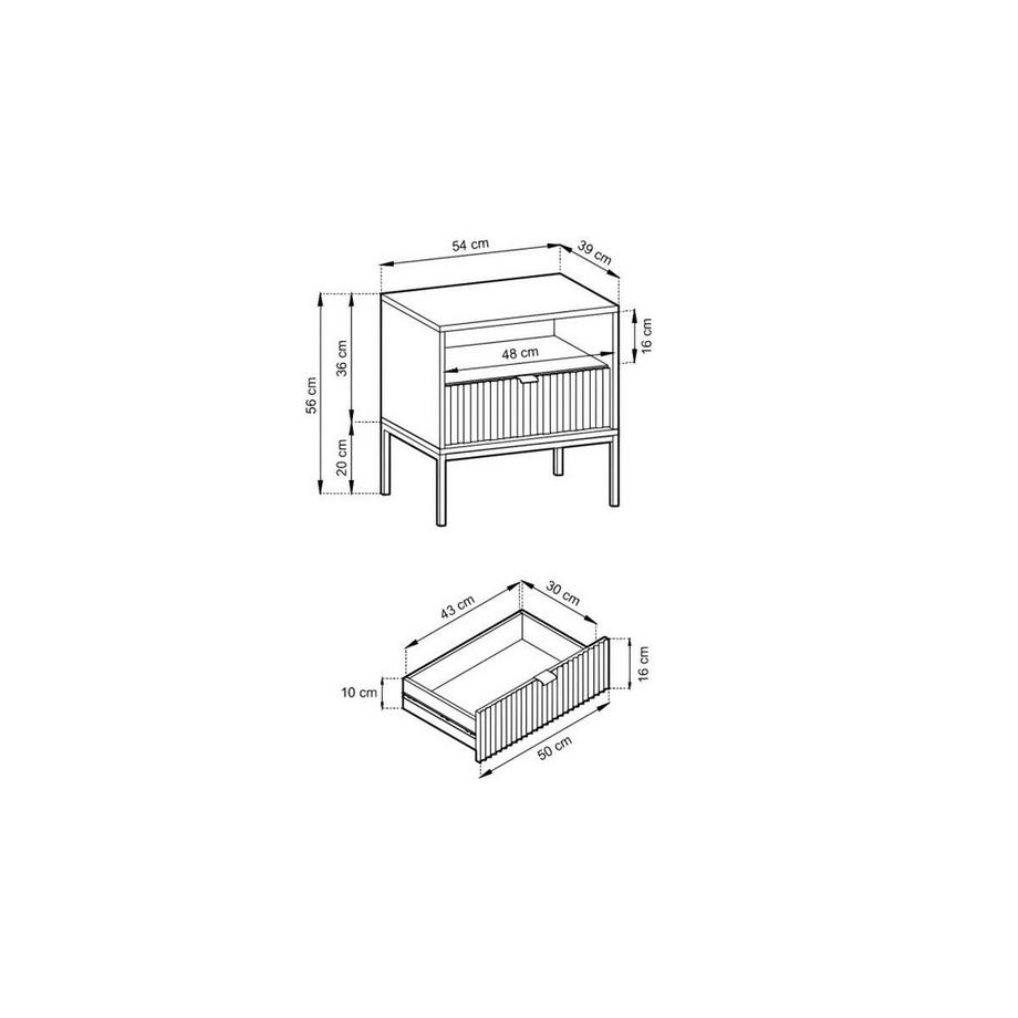 Vente-unique Table de chevet 1 tiroir et 1 niche - Blanc et doré - LIOUBA II de Pascal Morabito  
